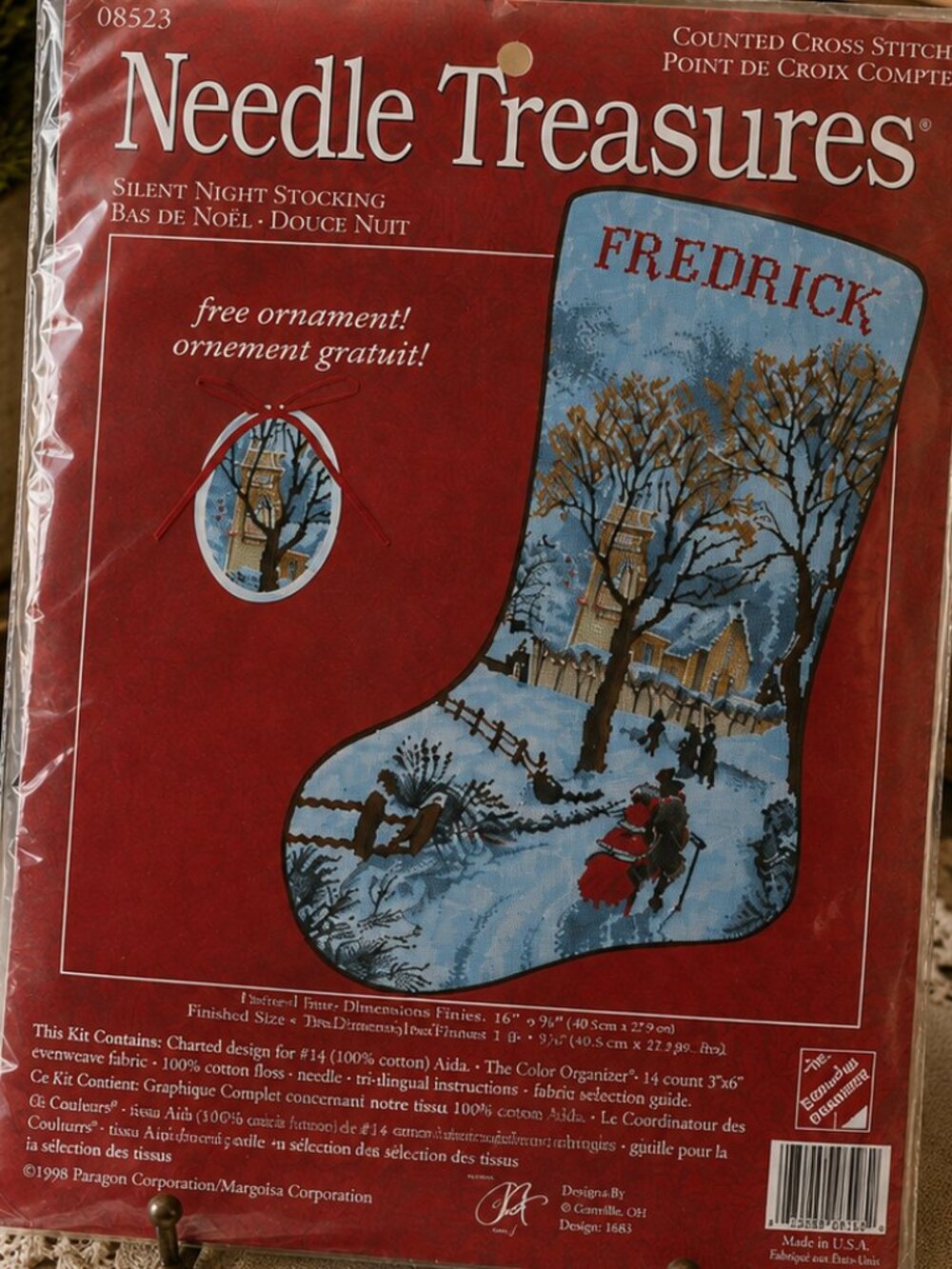 Vintage Needle Treasures Silent Night Stocking Cross Stitch Kit 08523